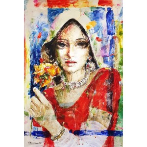 Moazzam Ali, Flower & Flower Series, 30 x 42 Inch, Watercolor on Paper, Figurative Painting, AC-MOZ-160